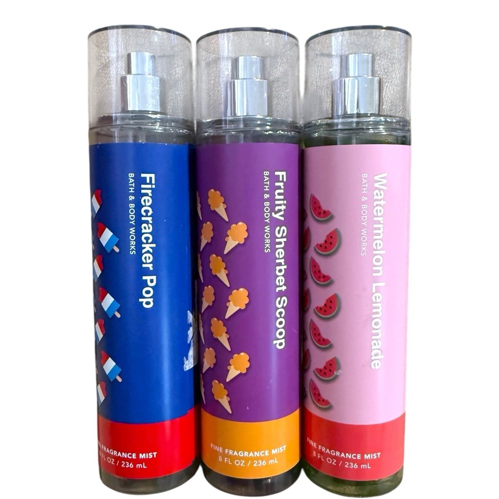 3-Bath & Body Works FIRECRACKER POP, FRUITY SHERBERT, WATERMELON Body Mist 8oz - Picture 7 of 7
